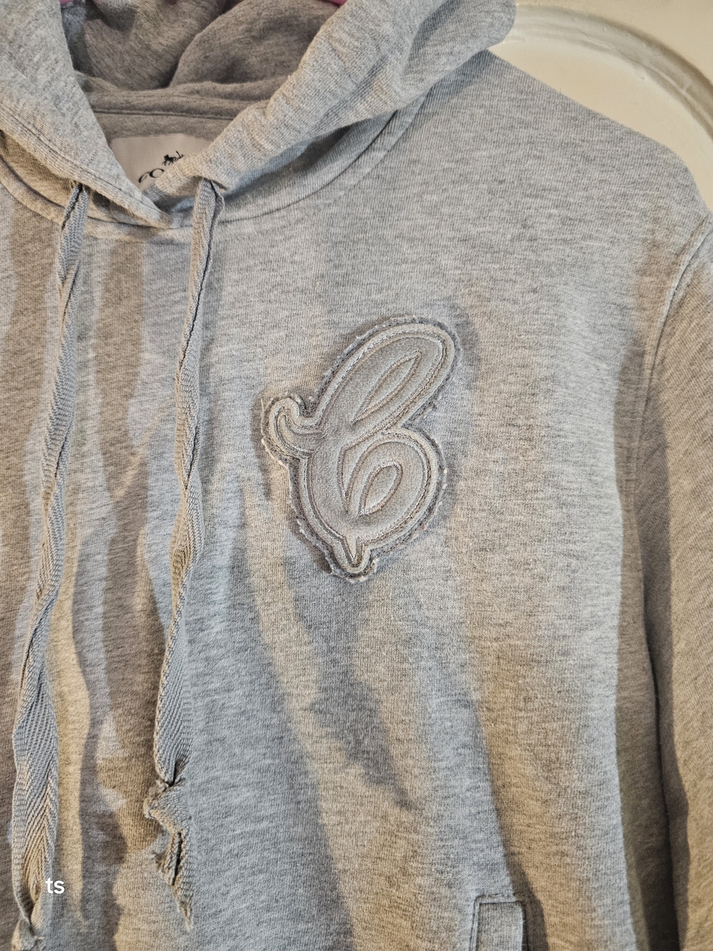 Coach Heather Gray Pullover Hoodie with Embroidered "C" Patch